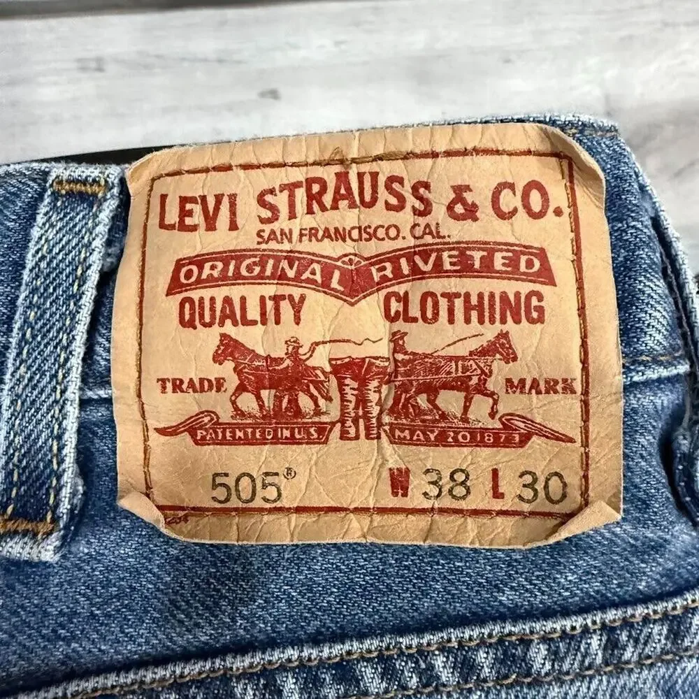 Levi's 505 Regular Fit Jeans Y2k Red‎ Tags 38x30 Blue Actual 36x29